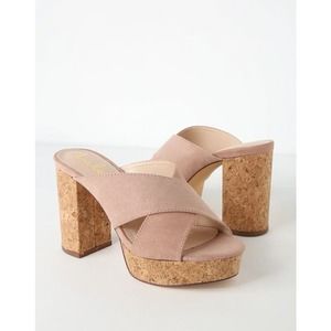 EUC Sicily Mauve Suede Cork Platform Heels Size 7